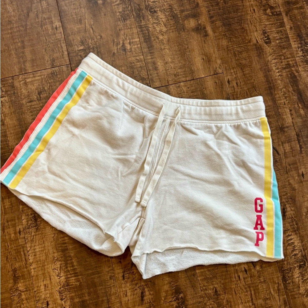 GAP Women's Cream Shorts with Colorful Side Stripes
